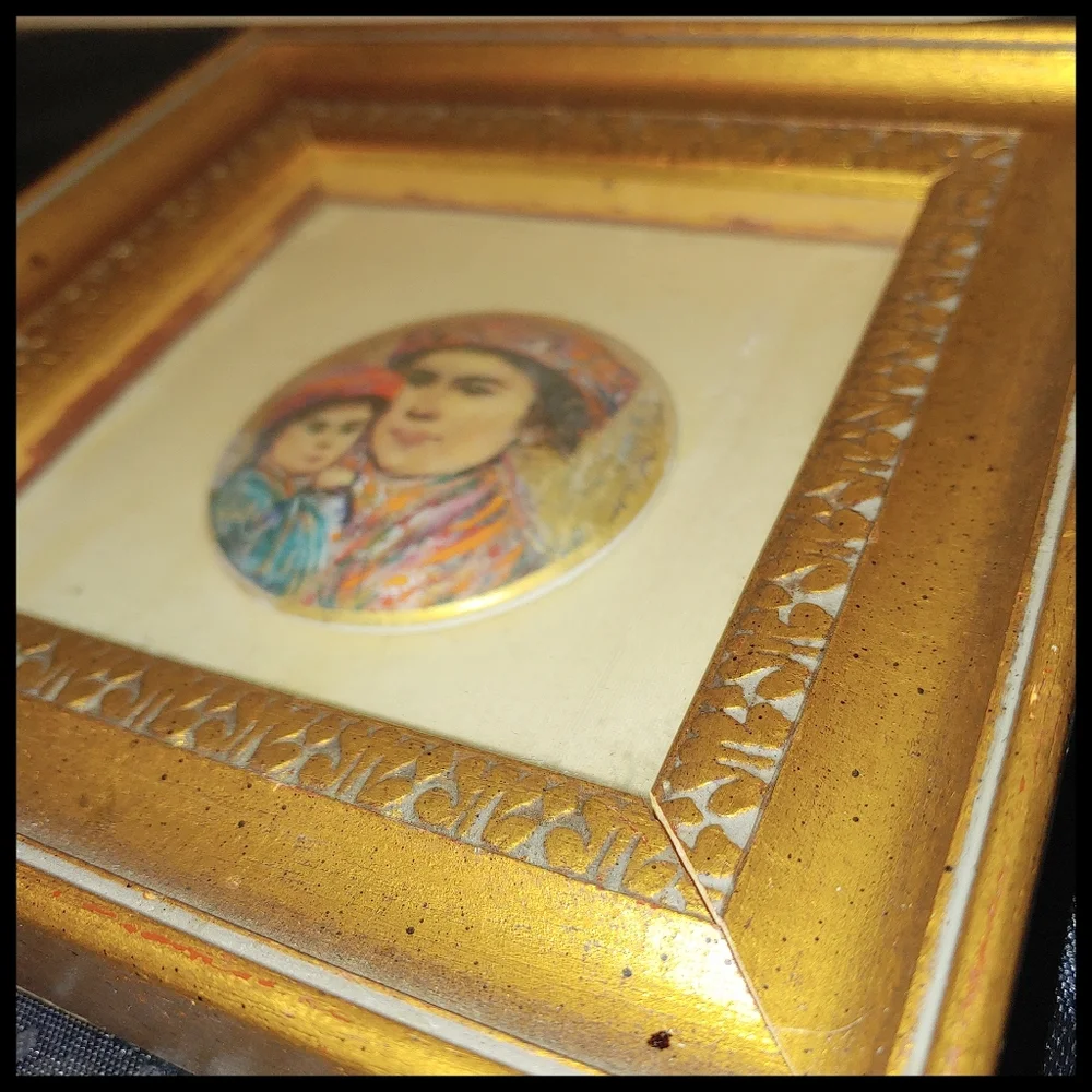 Edna Hibel Framed Porcelain Plaque *please read*